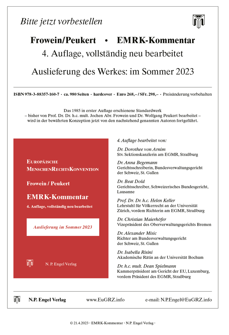 Frowein Peukert EMRK vierte Auflage Sommer 2023